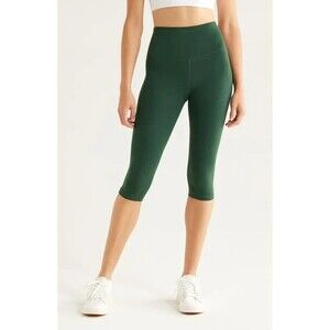 Zella Studio Luxe High Waist Capri Leggings Women's Size Small Yoga Active Green